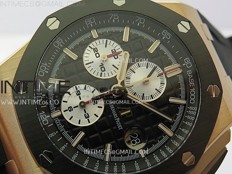Royal Oak Offshore 44mm RG TKF Best Edition Black Silver Dial Ceramic Bezel on Black Rubber Strap A3126