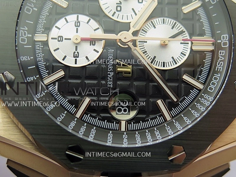 Royal Oak Offshore 44mm RG TKF Best Edition Black Silver Dial Ceramic Bezel on Black Rubber Strap A3126