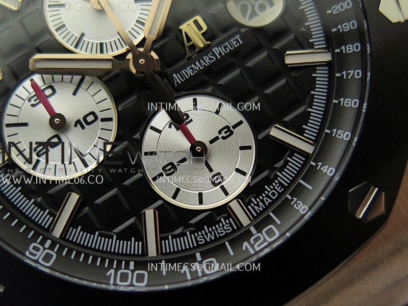 Royal Oak Offshore 44mm RG TKF Best Edition Black Silver Dial Ceramic Bezel on Black Rubber Strap A3126