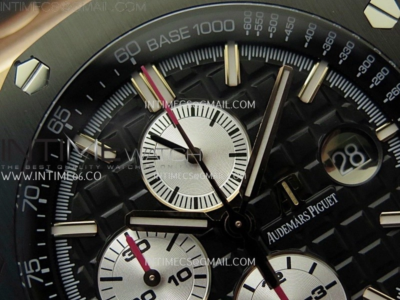 Royal Oak Offshore 44mm RG TKF Best Edition Black Silver Dial Ceramic Bezel on Black Rubber Strap A3126