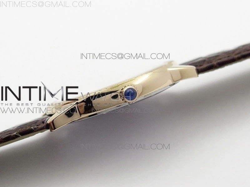 Ronde Solo de Cartier 29.5mm RG Dia K11 1:1 Best Edition White Dial on Brown Croco Leather Strap Ronda Quartz