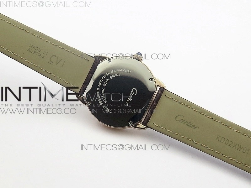 Ronde Solo de Cartier 29.5mm RG Dia K11 1:1 Best Edition White Dial on Brown Croco Leather Strap Ronda Quartz