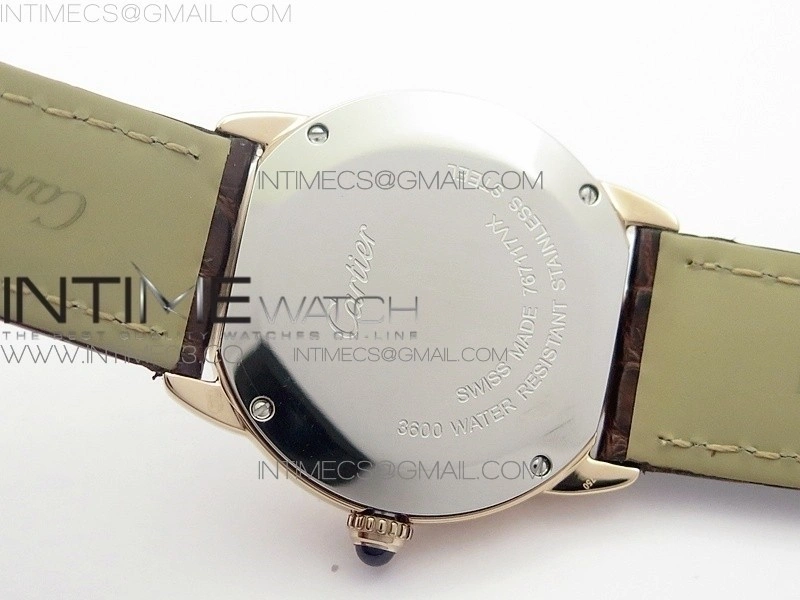 Ronde Solo de Cartier 29.5mm RG Dia K11 1:1 Best Edition White Dial on Brown Croco Leather Strap Ronda Quartz