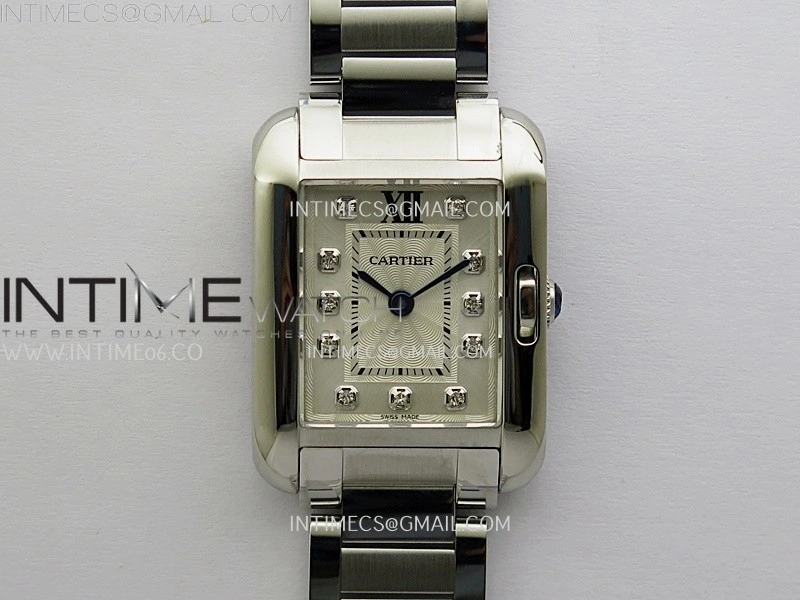 Tank Anglaise 30mm SS 8848F 1:1 Best Edition White Dial Diamond Marker on SS Bracelet Ronda Quartz
