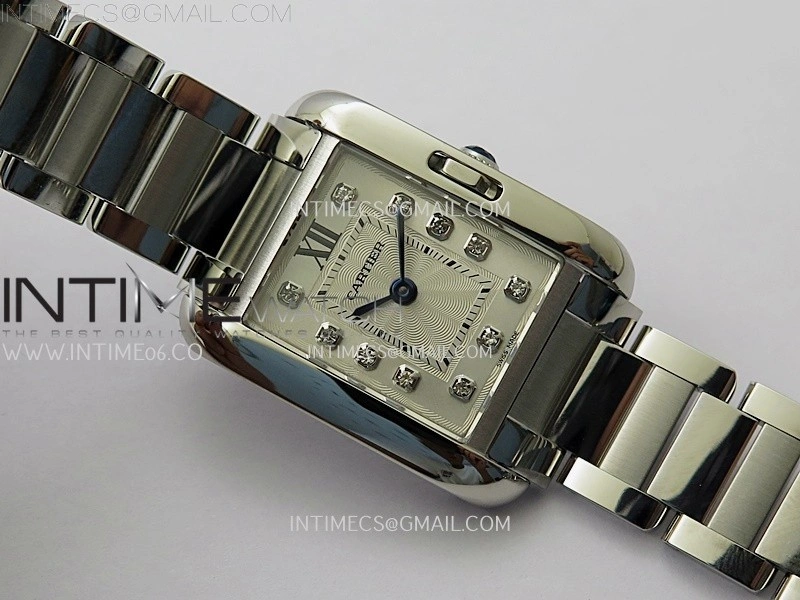 Tank Anglaise 30mm SS 8848F 1:1 Best Edition White Dial Diamond Marker on SS Bracelet Ronda Quartz