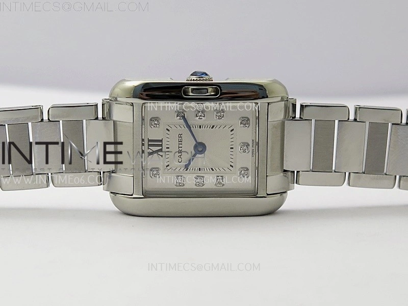 Tank Anglaise 30mm SS 8848F 1:1 Best Edition White Dial Diamond Marker on SS Bracelet Ronda Quartz