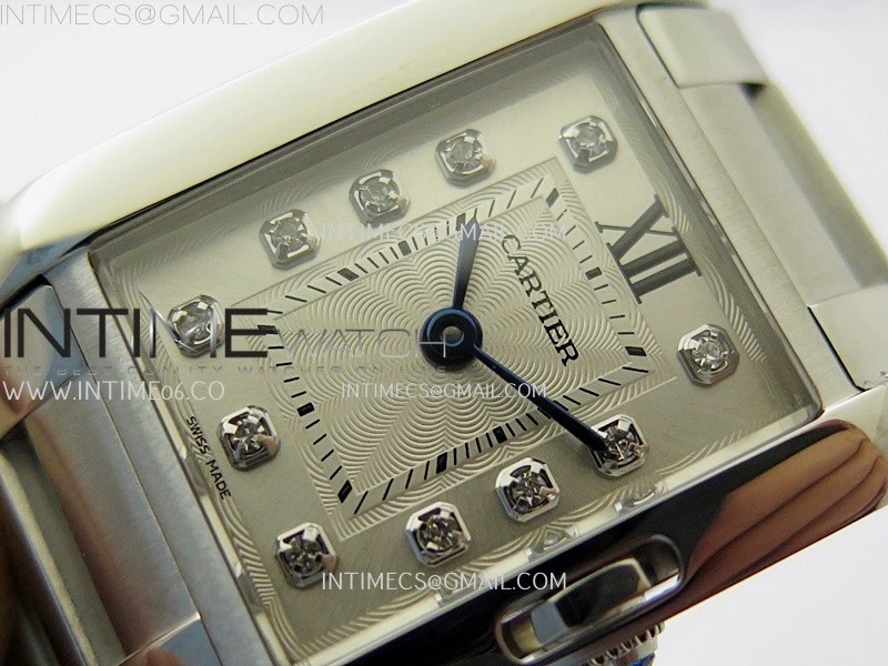 Tank Anglaise 30mm SS 8848F 1:1 Best Edition White Dial Diamond Marker on SS Bracelet Ronda Quartz