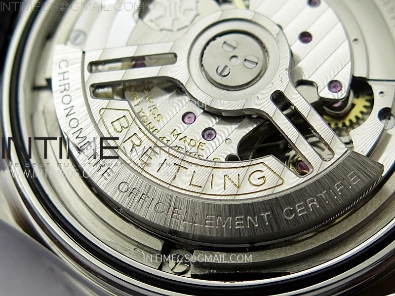 Navitimer B01 43mm SS BLSF 1:1 Best Edition Green Dial Black Subdials On Black Leather Strap A7750