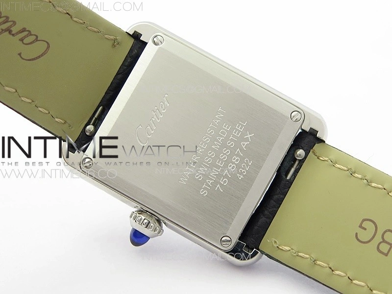 Tank Louis Ladies 22mm SS Crystal 8848F 1:1 Best Edition White Dial on Black Leather Strap Ronda Quartz