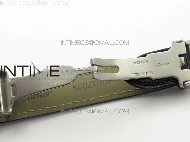 Ronde Solo de Cartier 29.5mm SS Dia K11 1:1 Best Edition White Dial on Black Croco Leather Strap Ronda Quartz