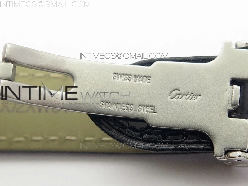 Ronde Solo de Cartier 29.5mm SS Dia K11 1:1 Best Edition White Dial on Black Croco Leather Strap Ronda Quartz