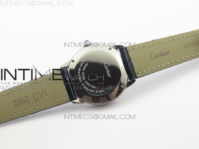Ronde Solo de Cartier 29.5mm SS Dia K11 1:1 Best Edition White Dial on Black Croco Leather Strap Ronda Quartz