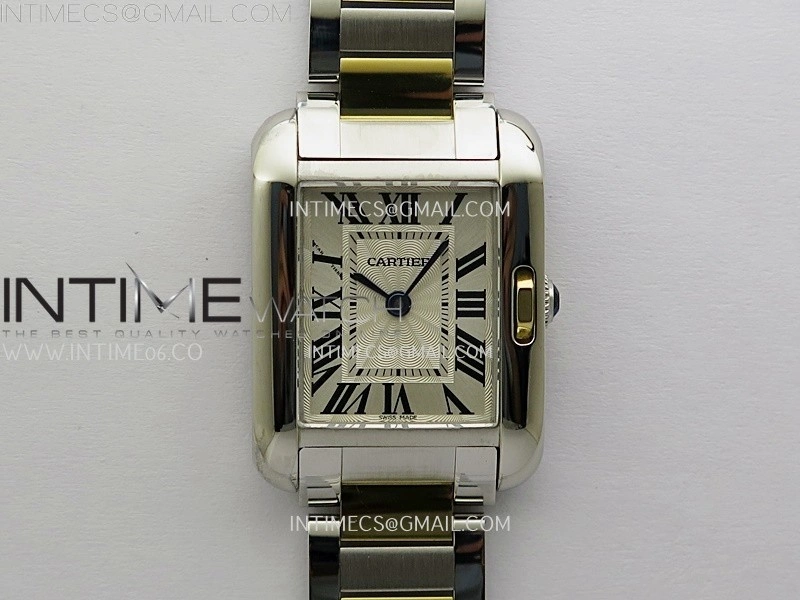 Tank Anglaise 30mm SS YG 8848F 1:1 Best Edition White Dial Roman Marker on SS Bracelet Ronda Quartz