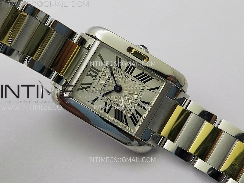 Tank Anglaise 30mm SS YG 8848F 1:1 Best Edition White Dial Roman Marker on SS Bracelet Ronda Quartz