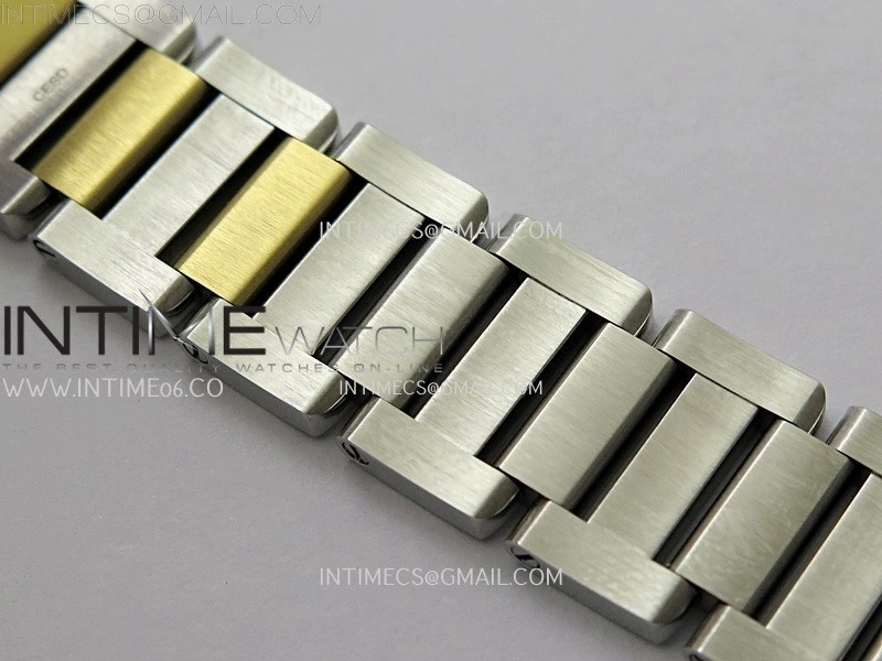 Tank Anglaise 30mm SS YG 8848F 1:1 Best Edition White Dial Roman Marker on SS Bracelet Ronda Quartz