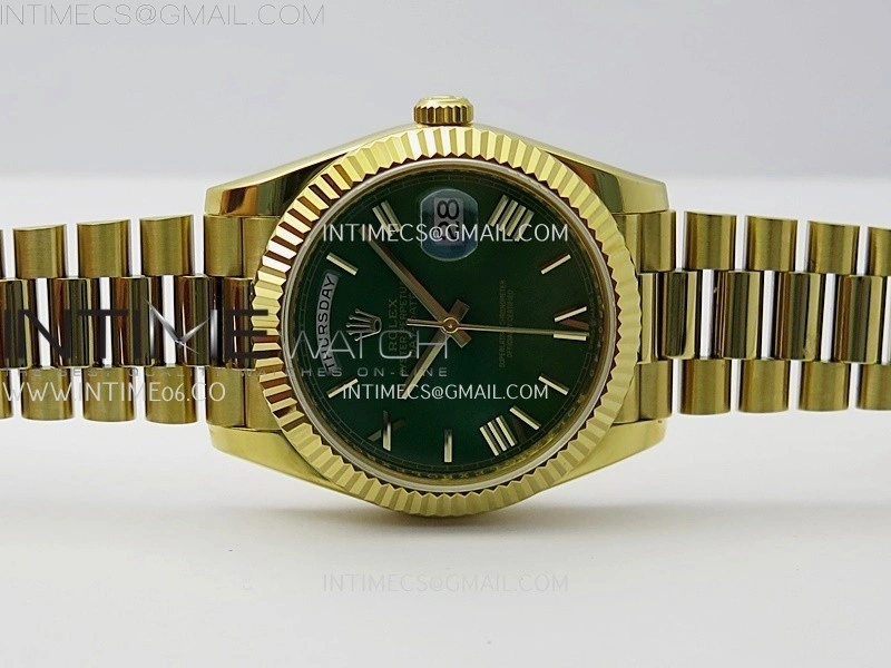 Day Date 228238 40mm YG KF 1:1 Best Edition Green Dial Roman Markers On RG President Bracelet SA3255
