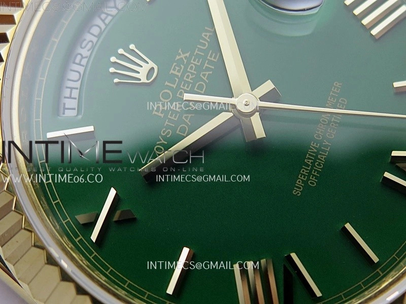 Day Date 228238 40mm YG KF 1:1 Best Edition Green Dial Roman Markers On RG President Bracelet SA3255