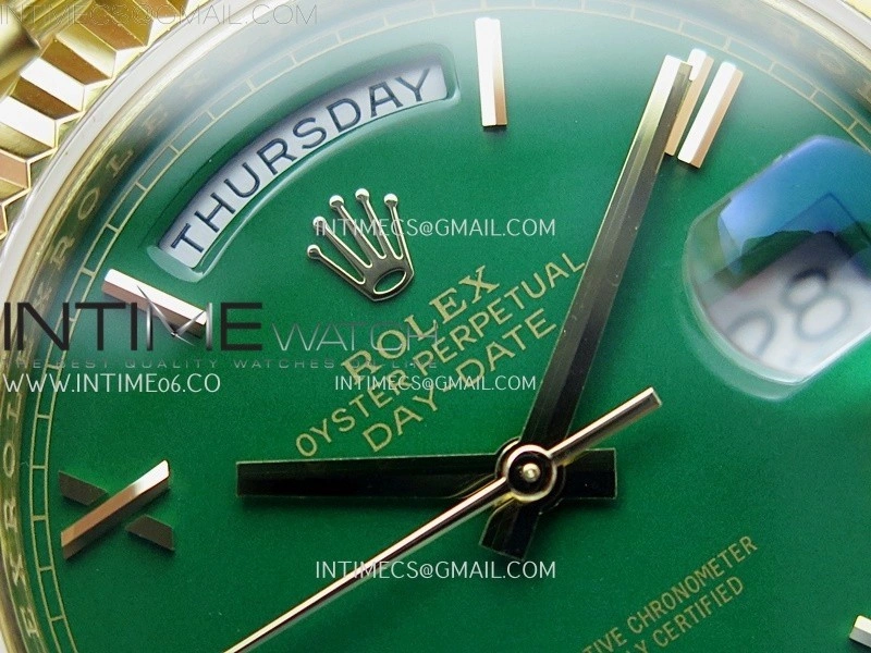 Day Date 228238 40mm YG KF 1:1 Best Edition Green Dial Roman Markers On RG President Bracelet SA3255