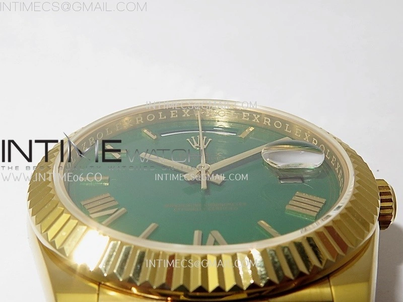 Day Date 228238 40mm YG KF 1:1 Best Edition Green Dial Roman Markers On RG President Bracelet SA3255