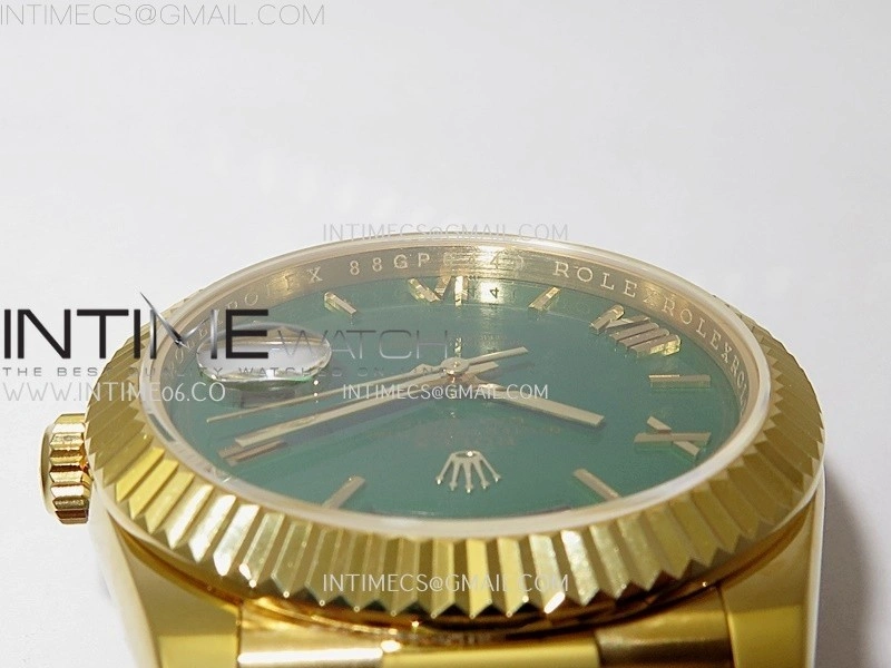 Day Date 228238 40mm YG KF 1:1 Best Edition Green Dial Roman Markers On RG President Bracelet SA3255