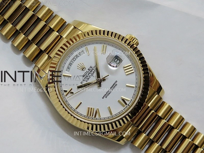 Day Date 228238 40mm YG KF 1:1 Best Edition White Dial Roman Markers On RG President Bracelet SA3255