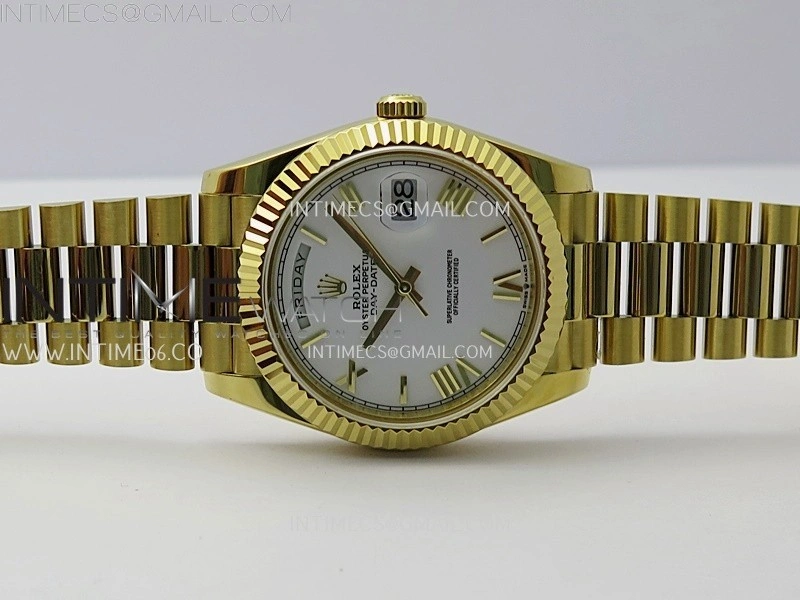 Day Date 228238 40mm YG KF 1:1 Best Edition White Dial Roman Markers On RG President Bracelet SA3255