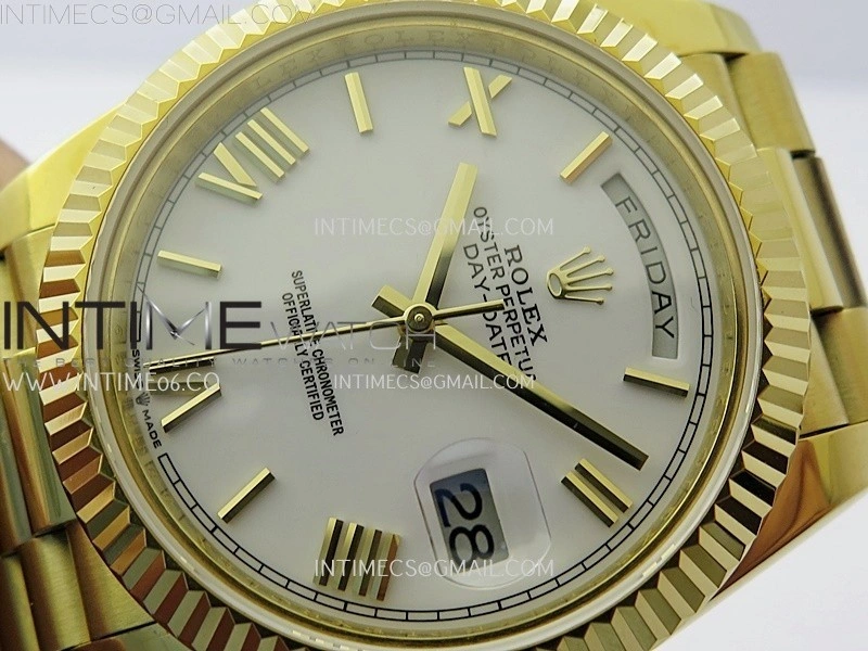 Day Date 228238 40mm YG KF 1:1 Best Edition White Dial Roman Markers On RG President Bracelet SA3255