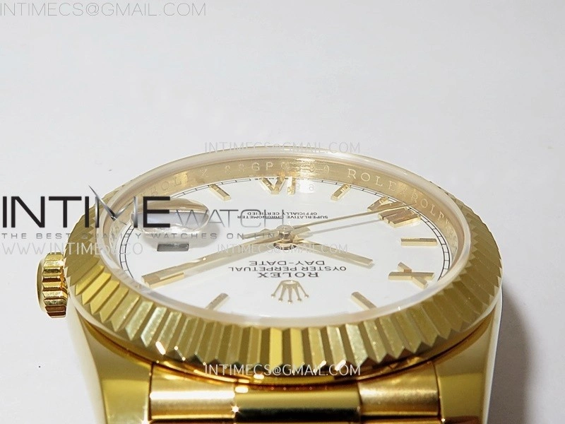 Day Date 228238 40mm YG KF 1:1 Best Edition White Dial Roman Markers On RG President Bracelet SA3255