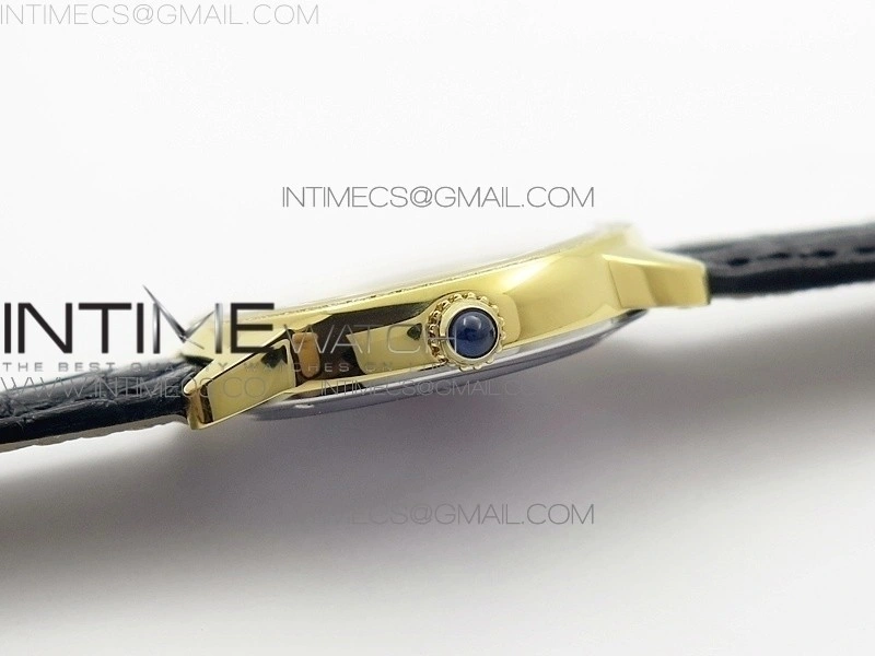 Ronde Solo de Cartier 29.5mm YG Dia K11 1:1 Best Edition White Dial on Black Croco Leather Strap Ronda Quartz