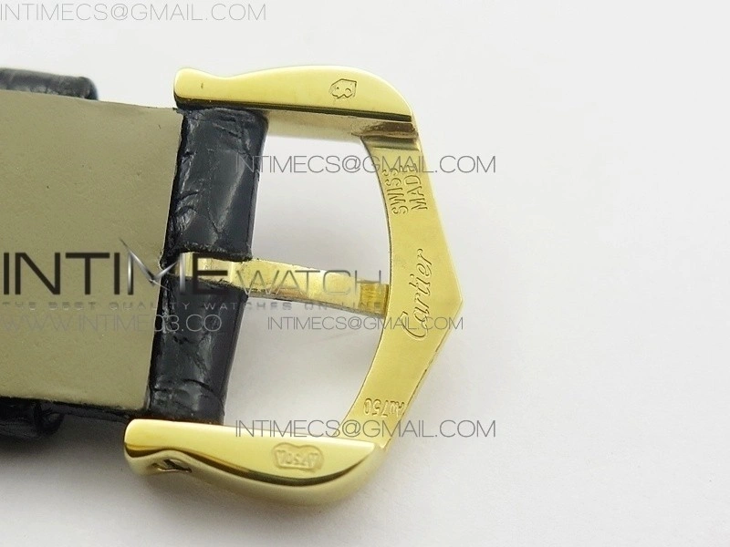 Ronde Solo de Cartier 29.5mm YG Dia K11 1:1 Best Edition White Dial on Black Croco Leather Strap Ronda Quartz