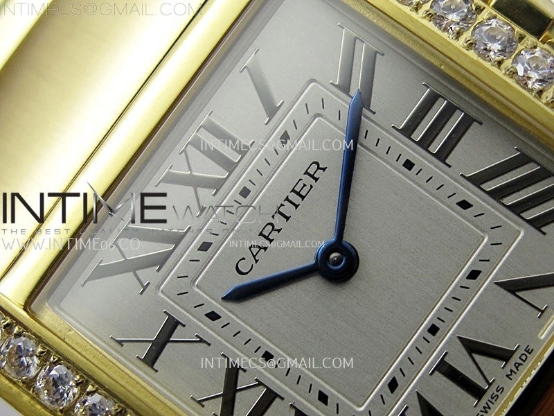 Tank Francaise Ladies 27mm YG Diamonds Bezel 8848F 1:1 Best Edition Silver Dial on YG Bracelet Ronda Quartz
