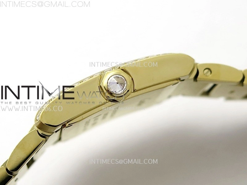Tank Francaise Ladies 27mm YG Diamonds Bezel 8848F 1:1 Best Edition Silver Dial on YG Bracelet Ronda Quartz
