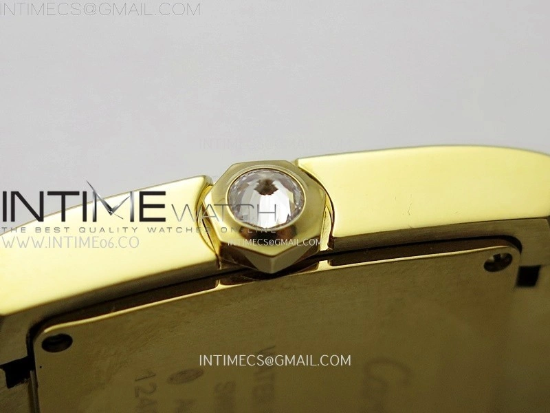 Tank Francaise Ladies 27mm YG Diamonds Bezel 8848F 1:1 Best Edition Silver Dial on YG Bracelet Ronda Quartz