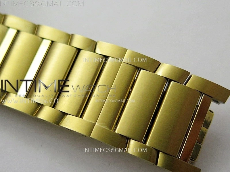 Tank Francaise Ladies 27mm YG Diamonds Bezel 8848F 1:1 Best Edition Silver Dial on YG Bracelet Ronda Quartz