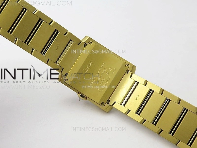 Tank Francaise Ladies 27mm YG Diamonds Bezel 8848F 1:1 Best Edition Silver Dial on YG Bracelet Ronda Quartz