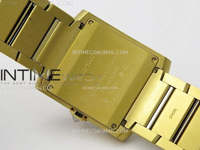 Tank Francaise Ladies 27mm YG Diamonds Bezel 8848F 1:1 Best Edition Silver Dial on YG Bracelet Ronda Quartz