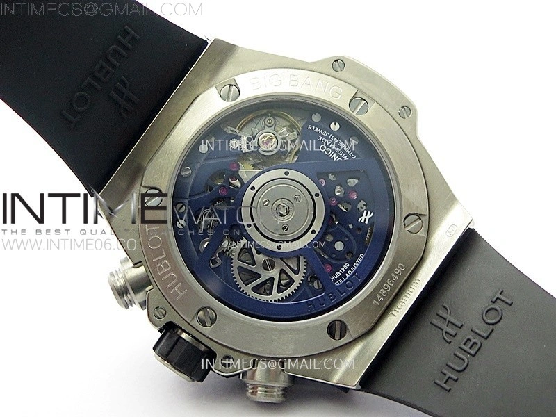 Hublot Big Bang Unico 42mm Titanium Ceramic Bezel BBF 1:1 Best Edition Blue Skeleton Dial on Blue Rubber Strap A1280