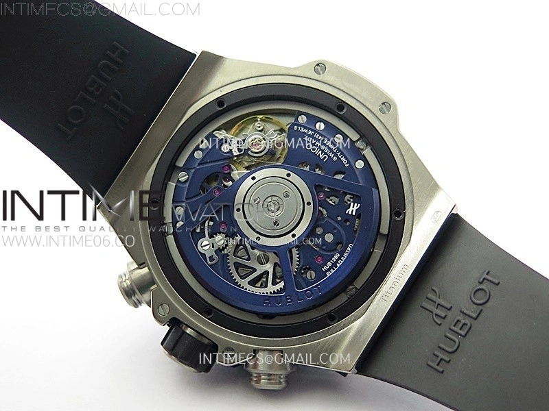Hublot Big Bang Unico 42mm Titanium Ceramic Bezel BBF 1:1 Best Edition Blue Skeleton Dial on Blue Rubber Strap A1280