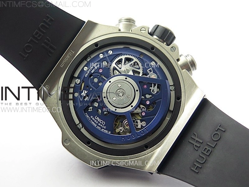 Hublot Big Bang Unico 42mm Titanium Ceramic Bezel BBF 1:1 Best Edition Blue Skeleton Dial on Blue Rubber Strap A1280