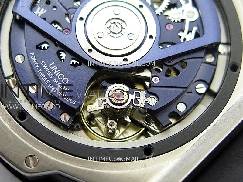 Hublot Big Bang Unico 42mm Titanium Ceramic Bezel BBF 1:1 Best Edition Blue Skeleton Dial on Blue Rubber Strap A1280