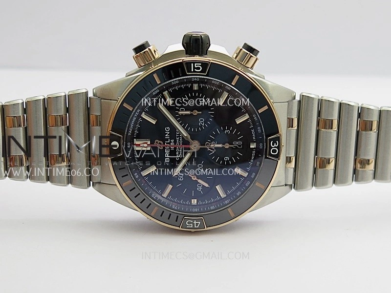 Chronomat B01 44mm SS RG TF 1:1 Best Edition Black Dial On SS RG Bracelet A7750 To Cal.01