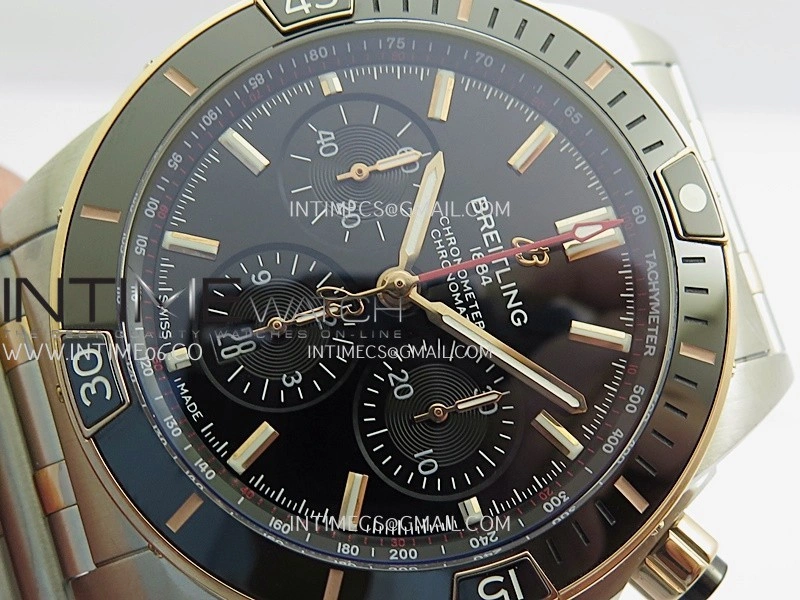 Chronomat B01 44mm SS RG TF 1:1 Best Edition Black Dial On SS RG Bracelet A7750 To Cal.01