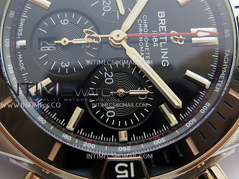 Chronomat B01 44mm SS RG TF 1:1 Best Edition Black Dial On SS RG Bracelet A7750 To Cal.01
