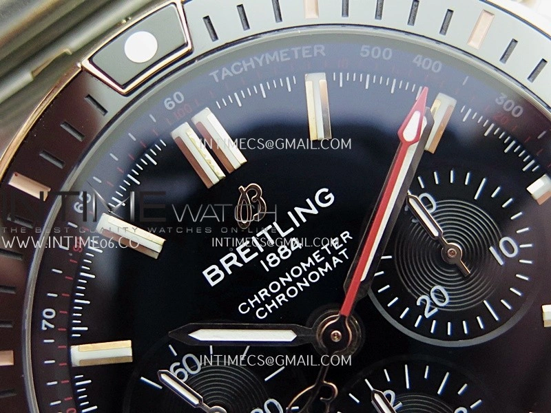 Chronomat B01 44mm SS RG TF 1:1 Best Edition Black Dial On SS RG Bracelet A7750 To Cal.01