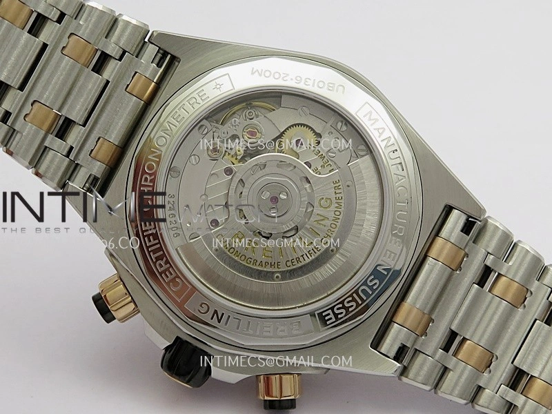 Chronomat B01 44mm SS RG TF 1:1 Best Edition Black Dial On SS RG Bracelet A7750 To Cal.01