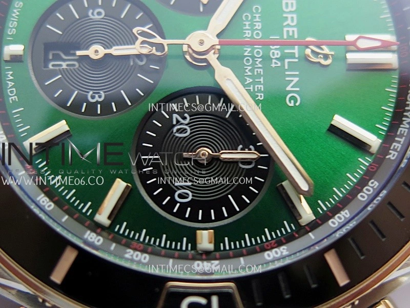 Chronomat B01 44mm SS RG TF 1:1 Best Edition Green Dial On SS RG Bracelet A7750 To Cal.01
