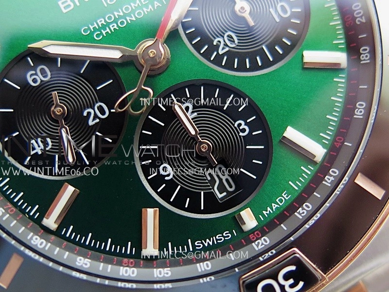 Chronomat B01 44mm SS RG TF 1:1 Best Edition Green Dial On SS RG Bracelet A7750 To Cal.01