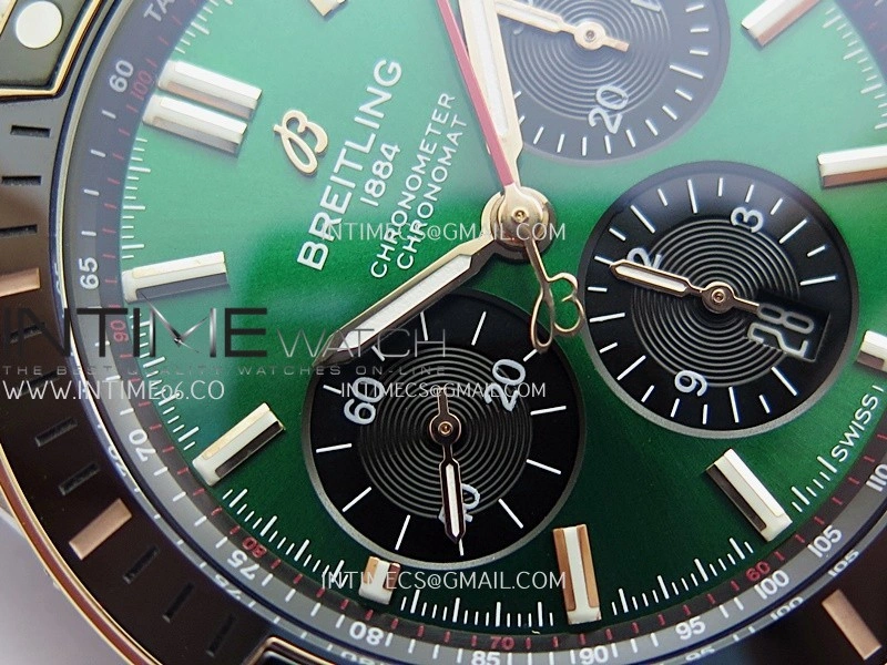 Chronomat B01 44mm SS RG TF 1:1 Best Edition Green Dial On SS RG Bracelet A7750 To Cal.01