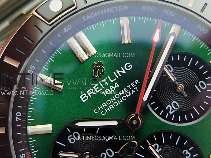 Chronomat B01 44mm SS RG TF 1:1 Best Edition Green Dial On SS RG Bracelet A7750 To Cal.01