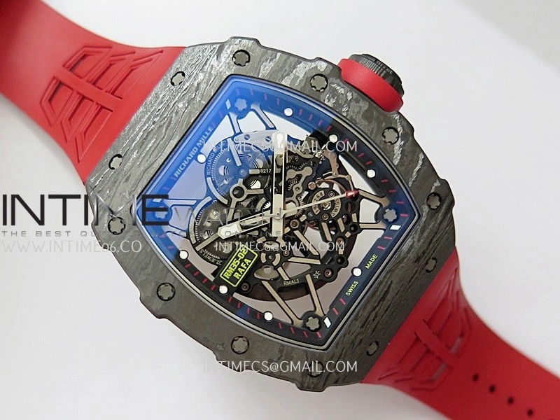 RM035-02 Black NTPT Umi Office 1:1 Best Edition Skeleton Dial On Red Rubber Strap RMAL1 Super Clone V2